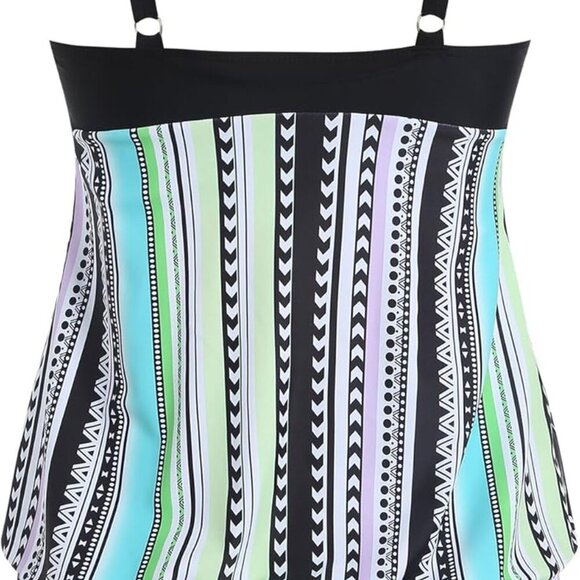 Two Piece Swimsuit for Women Tummy Control Bathing Suit with Boy Shorts Blouson - Picture 4 of 7